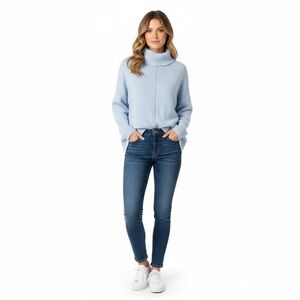 Wallis Light Blue Turtleneck Knit Sweater Medium
